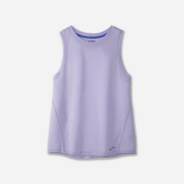 Brooks Women's Distance Running Tank Top Singapore - Heather Violet Dash/Black (06831-ROVF)